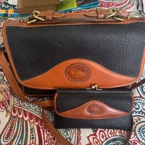 Dooney and Bourke Black and Brown Leather Bag Set